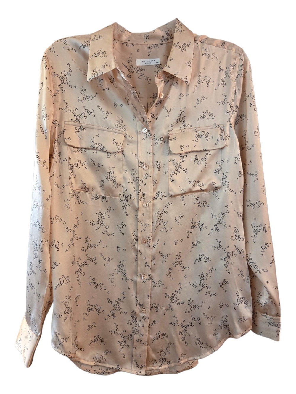 Equipment Femme 100% Washed Silk Slim Signature Button-Down Shirt  - Size M